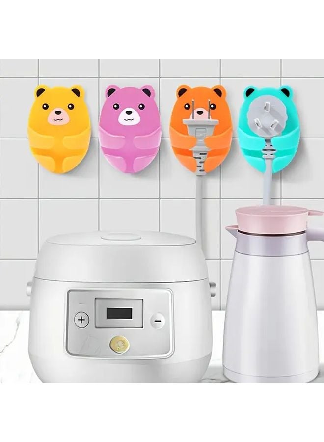 4Pcs Random Color Bear Wall Mounted Cable Organizer Strong Adhesive Cord Storage Rack - Image 2